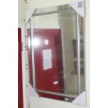 Rectangular wall mirror with box corners, 104.5cm by 74.5cm.