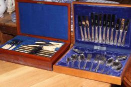 Towie Sheffield silver plated cased cutlery and a canteen of bone handled steel cutlery.