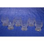 Set of six crystal tumblers.