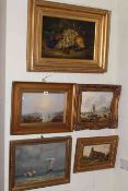 Collection of eighteen various oils and pictures including Seascapes, Still Life, etc.