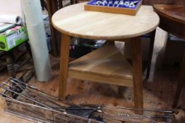 Light oak cricket table, 71cm by 75cm diameter.