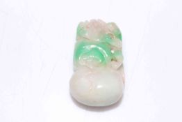 Chinese carved jadeite pendant, length 5.5cm.