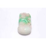 Chinese carved jadeite pendant, length 5.5cm.