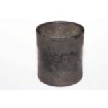 Chinese bronze brush pot with engraved decoration, 10cm.