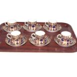 Set of six Royal Crown Derby 'Imari' coffee cans and saucers.