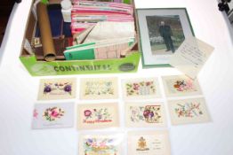 Collection of embroidered silk military postcards (including Queen's Westminster, Remembrance,