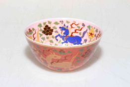 Chinese fine porcelain tea bowl decorated with prancing horses.
