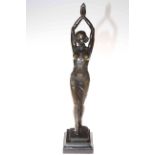 Art Deco style bronze of dancing lady on marble plinth.