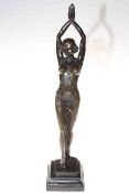 Art Deco style bronze of dancing lady on marble plinth.