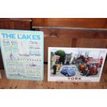 Two signs, The Lakes and York.