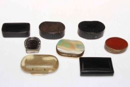 Collection of eight snuff and other small boxes.