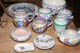 Collection of Poole Pottery including jars, teapot, bowls, etc.