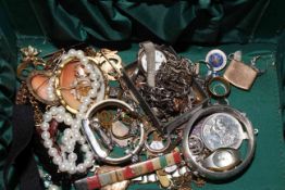 Jewellery box and contents including silver bangle.