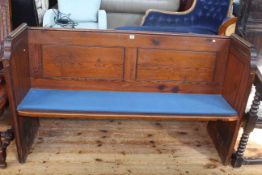 Victorian pitch pine church pew, 90cm by 153cm.