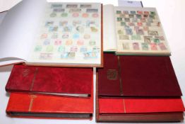 Seven stamp albums including Brazil, Norway, India, Nicaragua.