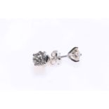 Pair 18 carat white gold diamond earrings, approximate total diamond weight 1.
