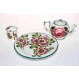 Small Wemyss ware teapot decorated with cabbage roses,