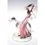 Goldscheider Claire Weiss figure of a woman with Borzoi hound, impressed No. 8155 1 37, 34cm high.