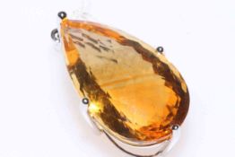 18 carat white gold and large citrine pendant.