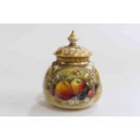 Royal Worcester pot pourri and cover, painted with fruit and signed Ricketts, shape No.