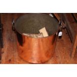 Large copper two-handled log bin, 39cm by 44cm.