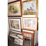 Large collection of pictures including Gina Morton watercolour, Russell Flint Limited Edition Print,