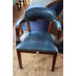 Barker & Stonehouse blue leather desk chair.