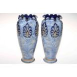 Pair Royal Doulton stoneware vases by Eliza Simmance,