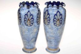 Pair Royal Doulton stoneware vases by Eliza Simmance,