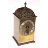 Ornate brass cased mantel clock with silvered dial, movement marked Buren No. 118852.