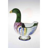 Wemyss ware model of a goose flower holder, 21cm high.