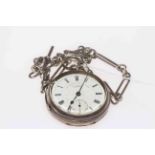 Gent's silver pocket watch, Chester 1900 and silver albert.