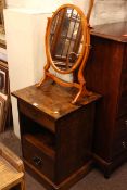 Hardwood bedside pedestal and oval toilet mirror (2).