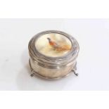Silver ring box with Royal Worcester inset painted with pheasant and signed by Stinton,