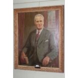 Large portrait oil on canvas of C W Gilchrist, founder Gilchrist Brothers Ltd, 89cm by 69.