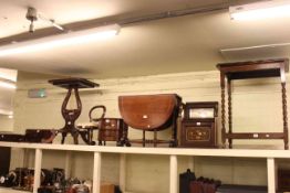 Oak occasional table, small inlaid cabinet, mahogany drop leaf coffee table, two drawer chest,