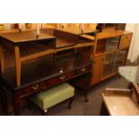 Teak cabinet, coffee table, cabriole leg console table, footstool,