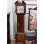 Antique mahogany miniature eight day longcase clock having square brass and silvered dial signed Wm