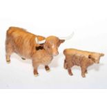 Beswick Highland cow and calf, 1740 and 1827D.