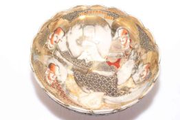 Satsuma bowl with elders decoration, 18cm diameter.