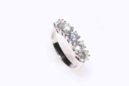 Five-stone diamond ring set in 18 carat white gold, diamond total weight 1.86 carat, size N.