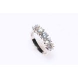 Five-stone diamond ring set in 18 carat white gold, diamond total weight 1.86 carat, size N.