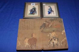 Two small Chinese figure pictures and pull-out book pictures.