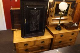 Late Victorian walnut dressing table and four drawer chest.