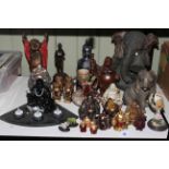 Collection of Buddha's, elephants, fengshui fu dogs.