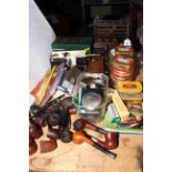 Collection of wooden and clay pipes, pipe stands, tins, lighters, cigarette cases and boxes.