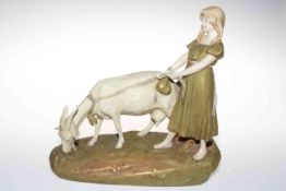 Royal Dux girl with goat, 30cm by 30cm.