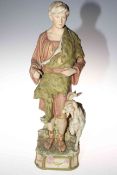 Large Royal Dux figure in the form of a goat herder and a goat, 52cm.