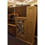 Stripped pine combination wardrobe, dressing table, four drawer chest and wall rack (4).
