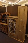 Stripped pine combination wardrobe, dressing table, four drawer chest and wall rack (4).